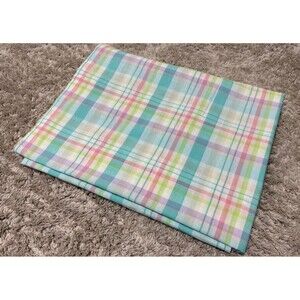 Pastel Spring Plaid Easter Tablecloth 62x120 Cotton Excellent